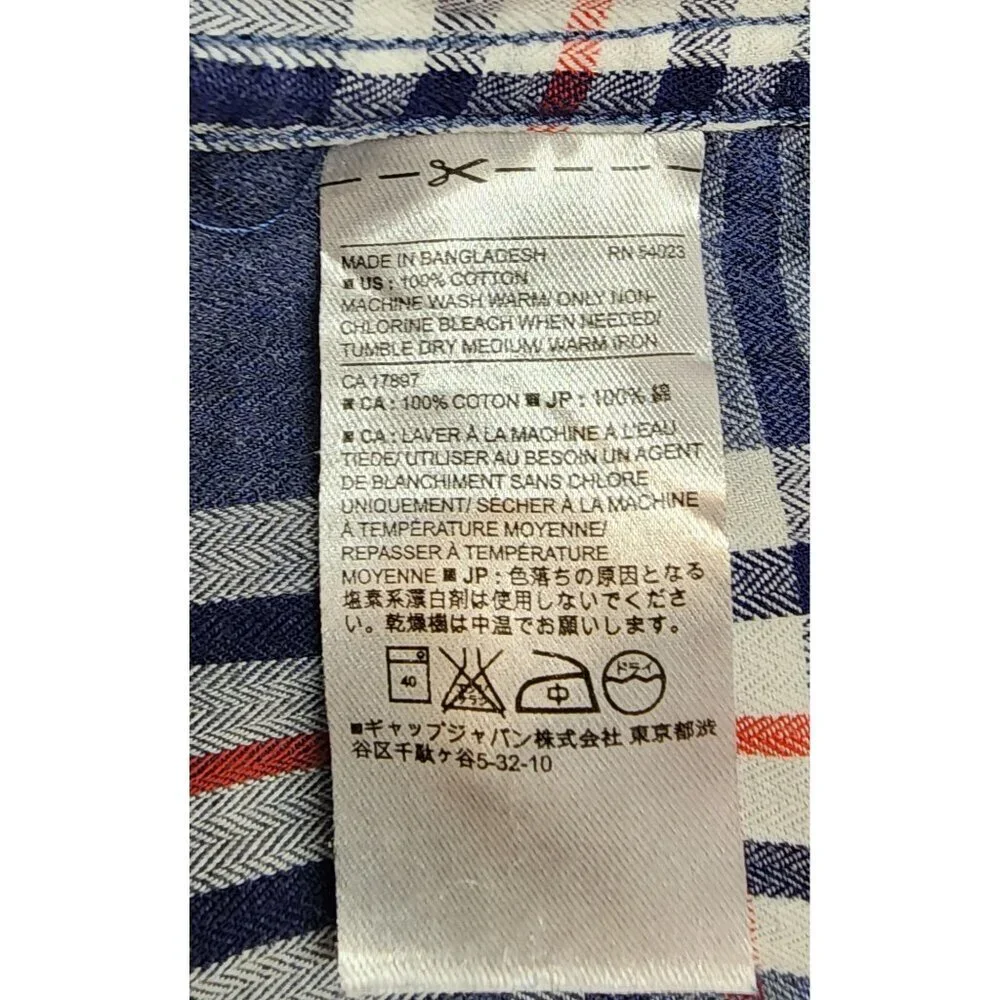 Banana Republic Mens Blue & Red Plaid Button-Down Shirt Long Sleeve Size L - Picture 9 of 10